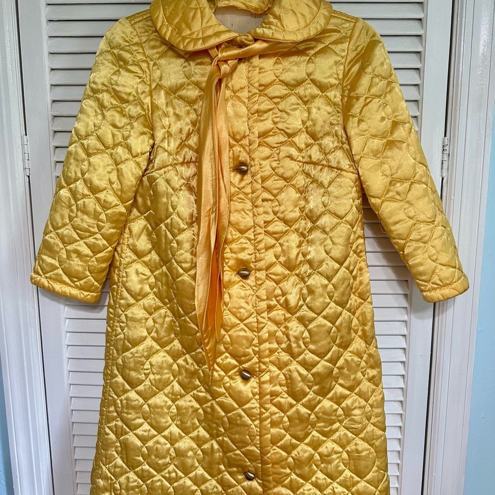 Vintage 1960s Quilted Coat with Bow Detail